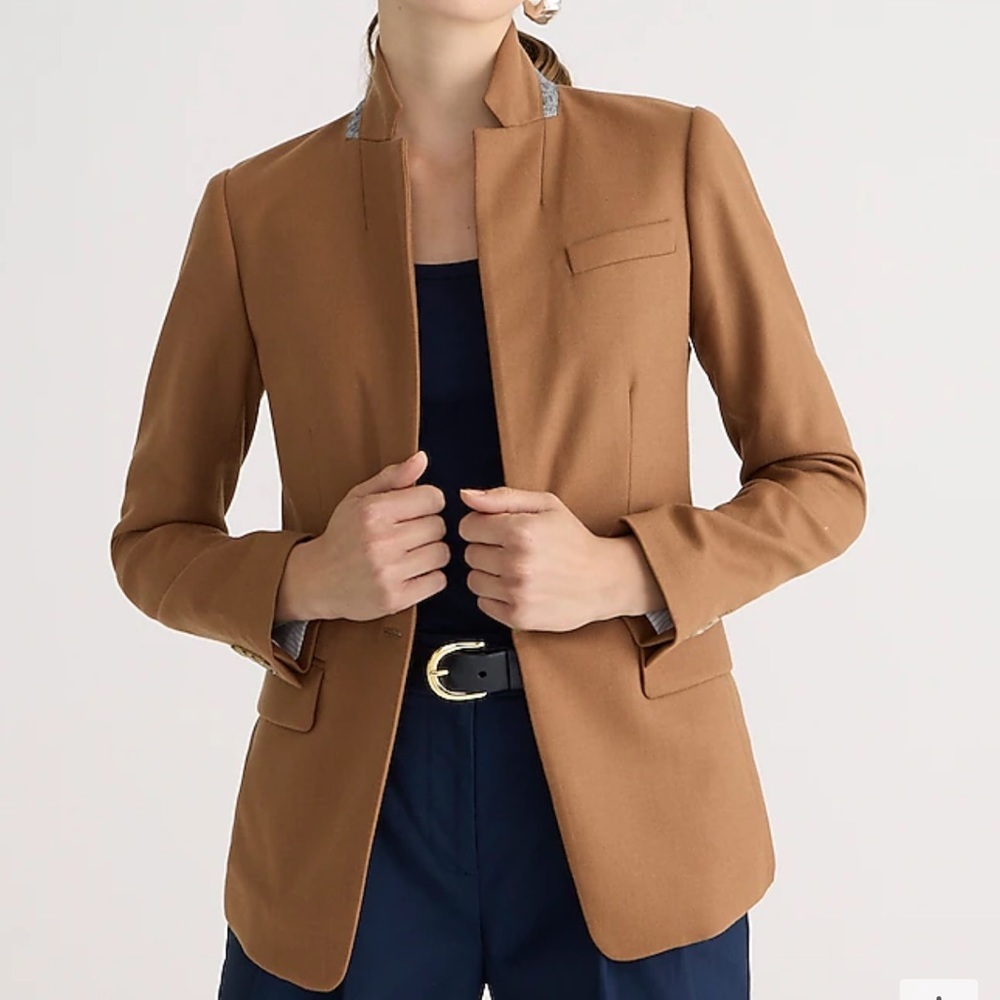J. Crew Regent Blazer in Wool Flannel Warm Camel 4 Petite NWT